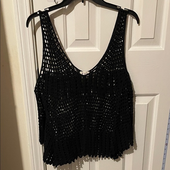 POL Tops - POL Black Crochet Tank Top